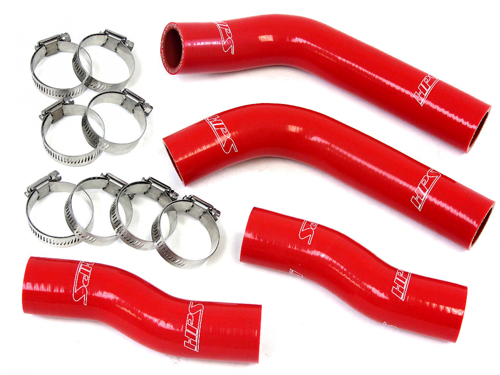 HPS Performance High Temp Reinforced Silicone Radiator Coolant Hose Kit, Red, 57-1903-RED