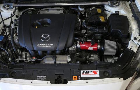 HPS Performance Red Shortram Air Intake Kit for 14-17 Mazda Mazda6 2.5L Skyactiv