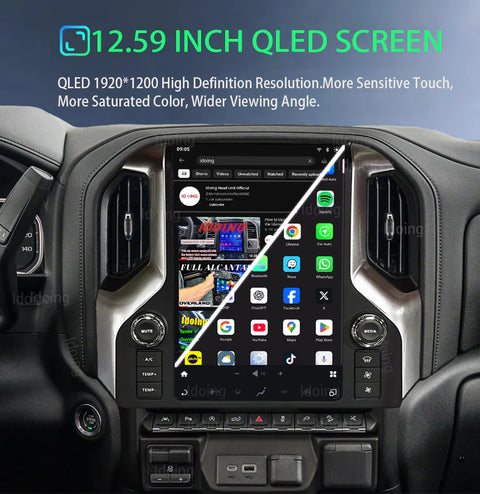 Idoing 12.95inch Android Radio Head Unit For Chevrolet Silverado GMC Sierra 2019-2023