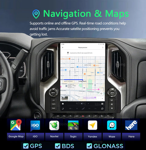 Idoing 12.95inch Android Radio Head Unit For Chevrolet Silverado GMC Sierra 2019-2023