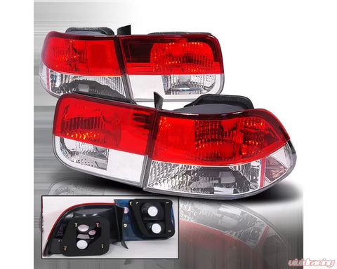 Spec-D Altezza Tail Lights Red Clear 2DR Honda Civic 1996-2000
