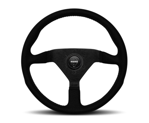 Momo Montecarlo Alcantara Steering Wheel 320 mm - Black/Black Stitch/Black Spokes