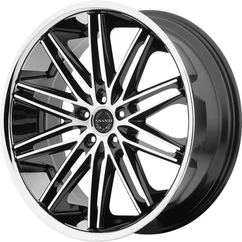 Asanti Black ABL-10 Cast Alloy wheel - Black with Machined Spoke Faces & Chrome Stainless Steel Lip
