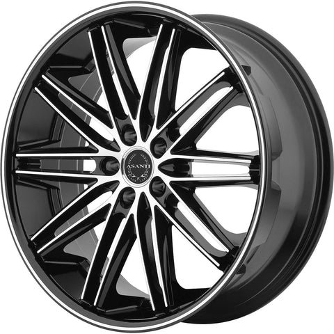 Asanti Black ABL-10 Cast Alloy wheel - Black with Machined Spoke Faces Outer Lip Ring