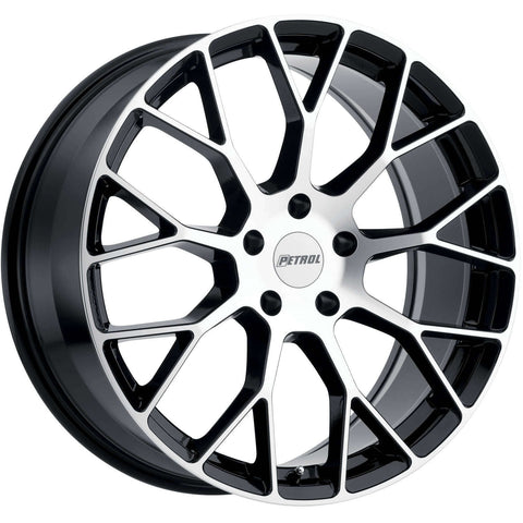 Petrol P2B Cast Alloy wheel - Gloss Black with Machined Spoke Faces