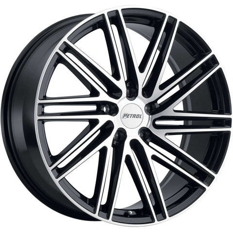 Petrol P1C Cast Alloy wheel - Gloss Black with Machined Spoke Faces