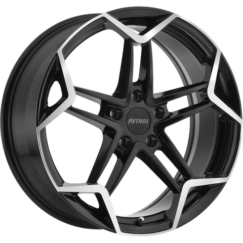 Petrol P1A Cast Alloy wheel - Gloss Black with Machined Spoke Accents