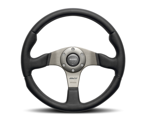 Momo Race Steering Wheel 350 mm - Black Leather/Anth Spokes