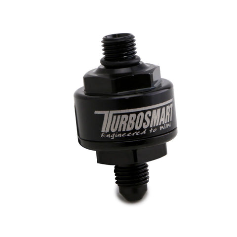 Turbosmart Billet Turbo Oil Feed Filter w/ 44 Micron Pleated Disc AN-4 Male to AN-4 ORB- Black