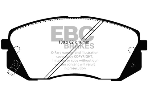 EBC 15+ Hyundai Sonata 1.6 Turbo (Elec Park Brake) Redstuff Front Brake Pads