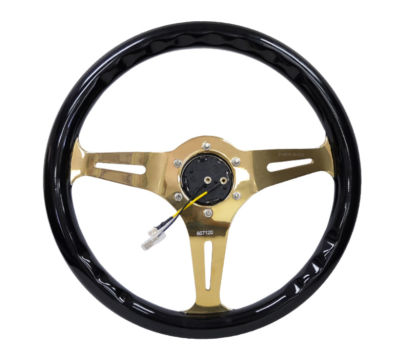 NRG Classic Wood Grain Steering Wheel (350mm) Black Grip w