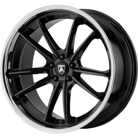 Asanti Black ABL-23 Sigma Cast Alloy wheel - Gloss Black with Chrome Stainless Steel Lip
