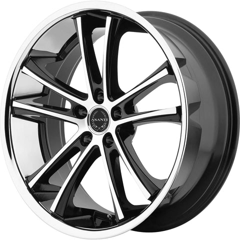 Asanti Black ABL-1 Cast Alloy wheel - Black with Machined Spoke Faces & Chrome Stainless Steel Lip