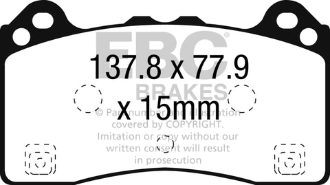 EBC 16-18 Ford Focus RS Redstuff Ceramic Low Dust Front Brake Pads