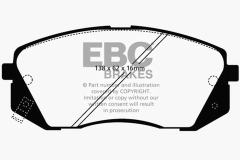 EBC 15+ Hyundai Sonata 1.6 Turbo (Elec Park Brake) Yellowstuff Front Brake Pads