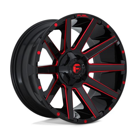 D643 Contra Cast Aluminum Wheel in Gloss Black Red Tinted Clear Finish from Fuel Wheels - View 1