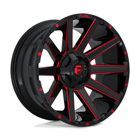 D643 Contra Cast Aluminum Wheel in Gloss Black Red Tinted Clear Finish from Fuel Wheels - View 2