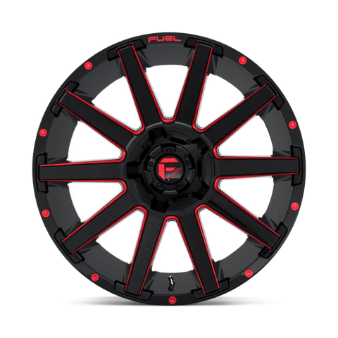 D643 Contra Cast Aluminum Wheel in Gloss Black Red Tinted Clear Finish from Fuel Wheels - View 5