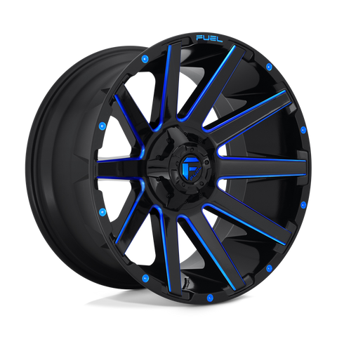 D644 Contra Cast Aluminum Wheel in Gloss Black Blue Tinted Clear Finish from Fuel Wheels - View 1