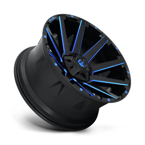 D644 Contra Cast Aluminum Wheel in Gloss Black Blue Tinted Clear Finish from Fuel Wheels - View 3