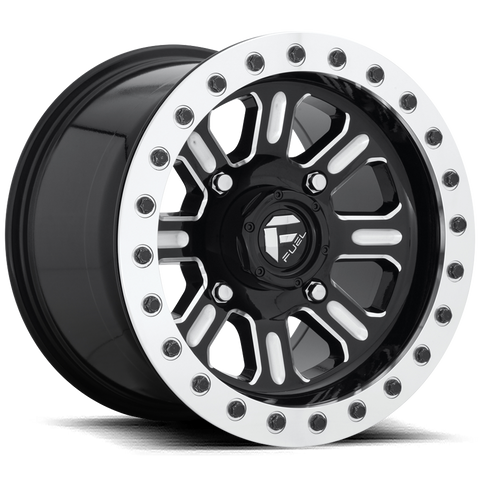 D910 Hardline Beadlock Cast Aluminum Wheel in Gloss Black Milled Finish from Fuel Wheels - View 1