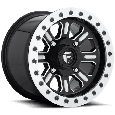 D910 Hardline Beadlock Cast Aluminum Wheel in Gloss Black Milled Finish from Fuel Wheels - View 2