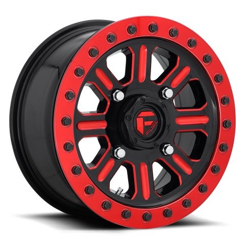 D911 Hardline Beadlock Cast Aluminum Wheel in Gloss Black Red Tinted Clear Finish from Fuel Wheels - View 1