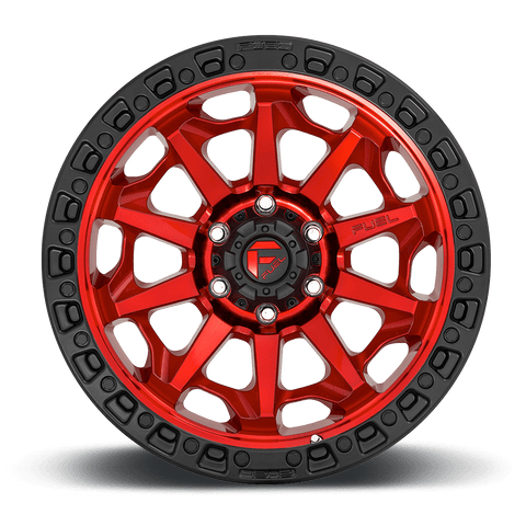 Fuel D695 Covert Cast Aluminum Wheel - Candy Red With Black Bead Ring