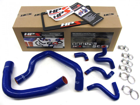 HPS Blue Reinforced Silicone Radiator and Heater Hose Kit Coolant for Ford 86-93 Mustang GT / Cobra