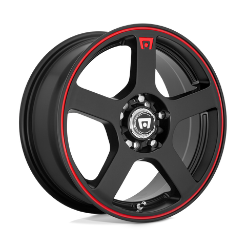 MR116 FS5 Cast Aluminum Wheel in Matte Black with Red Racing Stripe Finish from Motegi Wheels - View 1