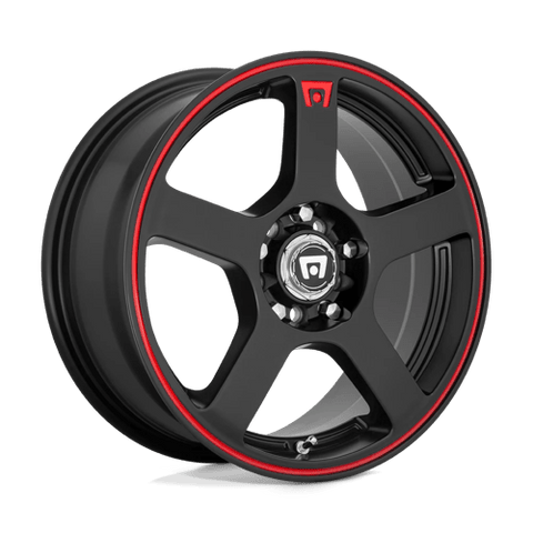 MR116 FS5 Cast Aluminum Wheel in Matte Black with Red Racing Stripe Finish from Motegi Wheels - View 2
