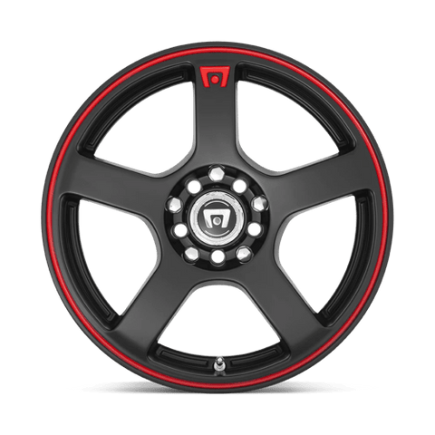 MR116 FS5 Cast Aluminum Wheel in Matte Black with Red Racing Stripe Finish from Motegi Wheels - View 4