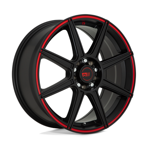 MR142 CS8 Cast Aluminum Wheel in Satin Black with Red Stripe Finish from Motegi Wheels - View 1