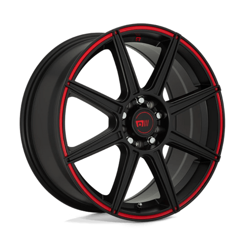 MR142 CS8 Cast Aluminum Wheel in Satin Black with Red Stripe Finish from Motegi Wheels - View 2