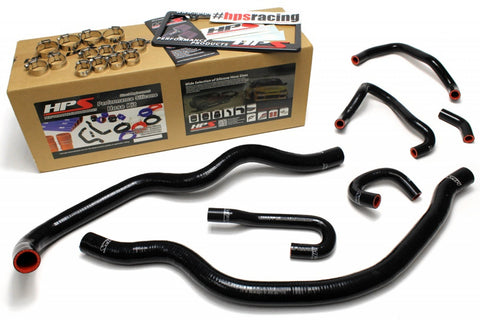 HPS Honda 06-09 S2000 High Temp Reinforced Silicone Radiator and Heater Hose Kit Coolant OEM Replacement - Black