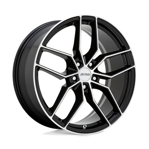 P5C Cast Aluminum Wheel in Gloss Black with Machined Face Finish from Petrol Wheels - View 1