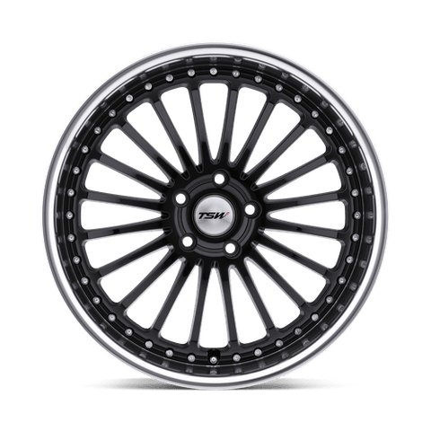 TSW Silverstone Cast Aluminum Wheel - Gloss Black With Mirror Cut Lip