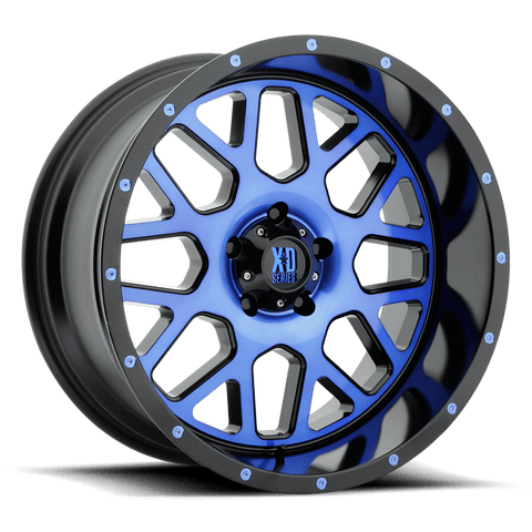 XD820 Grenade Cast Aluminum Wheel - Satin Black Machined Face With Blue Tinted Clear Coat XD82021050524NBC