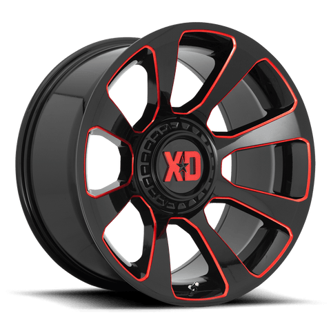 DEMO XD854 Reactor Cast Aluminum Wheel - Gloss Black Milled With Red Tint