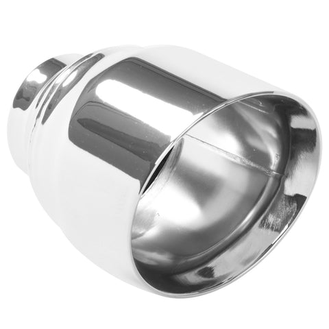 MagnaFlow Tip Stainless Double Wall Round Single Outlet Polished 4.5in DIA 2.5in Inlet 5.75in Length