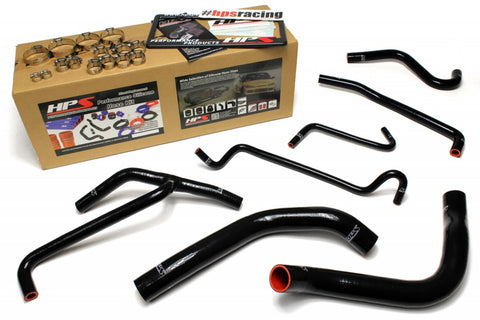 HPS Ford 11-14 Mustang 3.7L V6 High Temp Reinforced Silicone Radiator and Heater Hose Kit Coolant OEM Replacement - Black