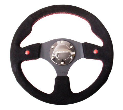 NRG Reinforced Steering Wheel (320mm) Blk Suede w/Dual Buttons