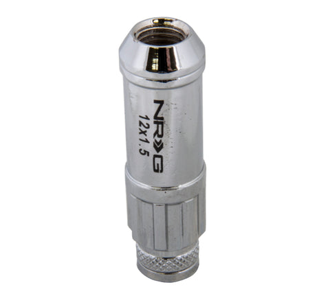 NRG 700 Series M12 X 1.5 Steel Lug Nut w/Dust Cap Cover Set 21 Pc w/Locks & Lock Socket - Silver