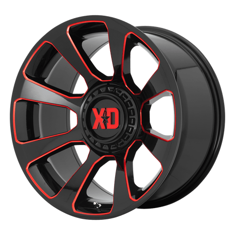 XD854 Reactor Cast Aluminum Wheel - Gloss Black Milled With Red Tint