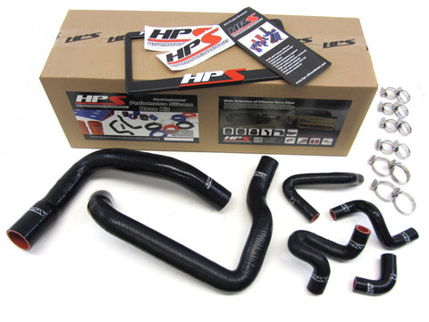 HPS Black Reinforced Silicone Radiator and Heater Hose Kit Coolant for Ford 86-93 Mustang GT / Cobra