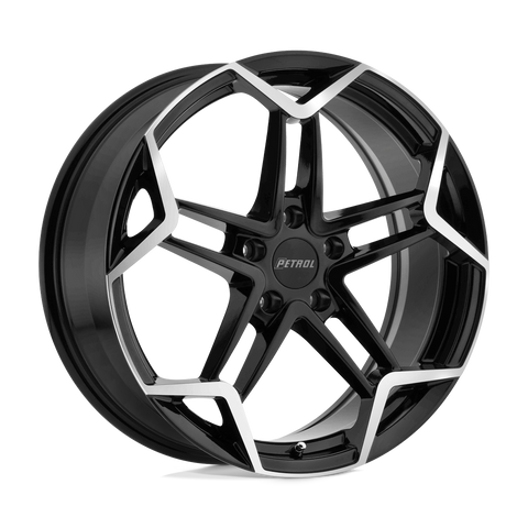 P1A Cast Aluminum Wheel in Gloss Black with Machined Cut Face Finish from Petrol Wheels - View 1