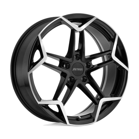 P1A Cast Aluminum Wheel in Gloss Black with Machined Cut Face Finish from Petrol Wheels - View 2