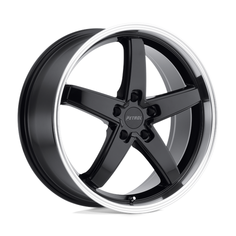 P1B Cast Aluminum Wheel in Gloss Black with Machined Cut Lip Finish from Petrol Wheels - View 1