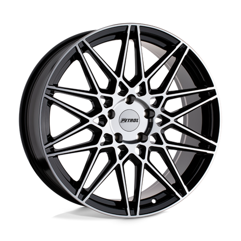 P3C Cast Aluminum Wheel in Gloss Black with Machined Face Finish from Petrol Wheels - View 1